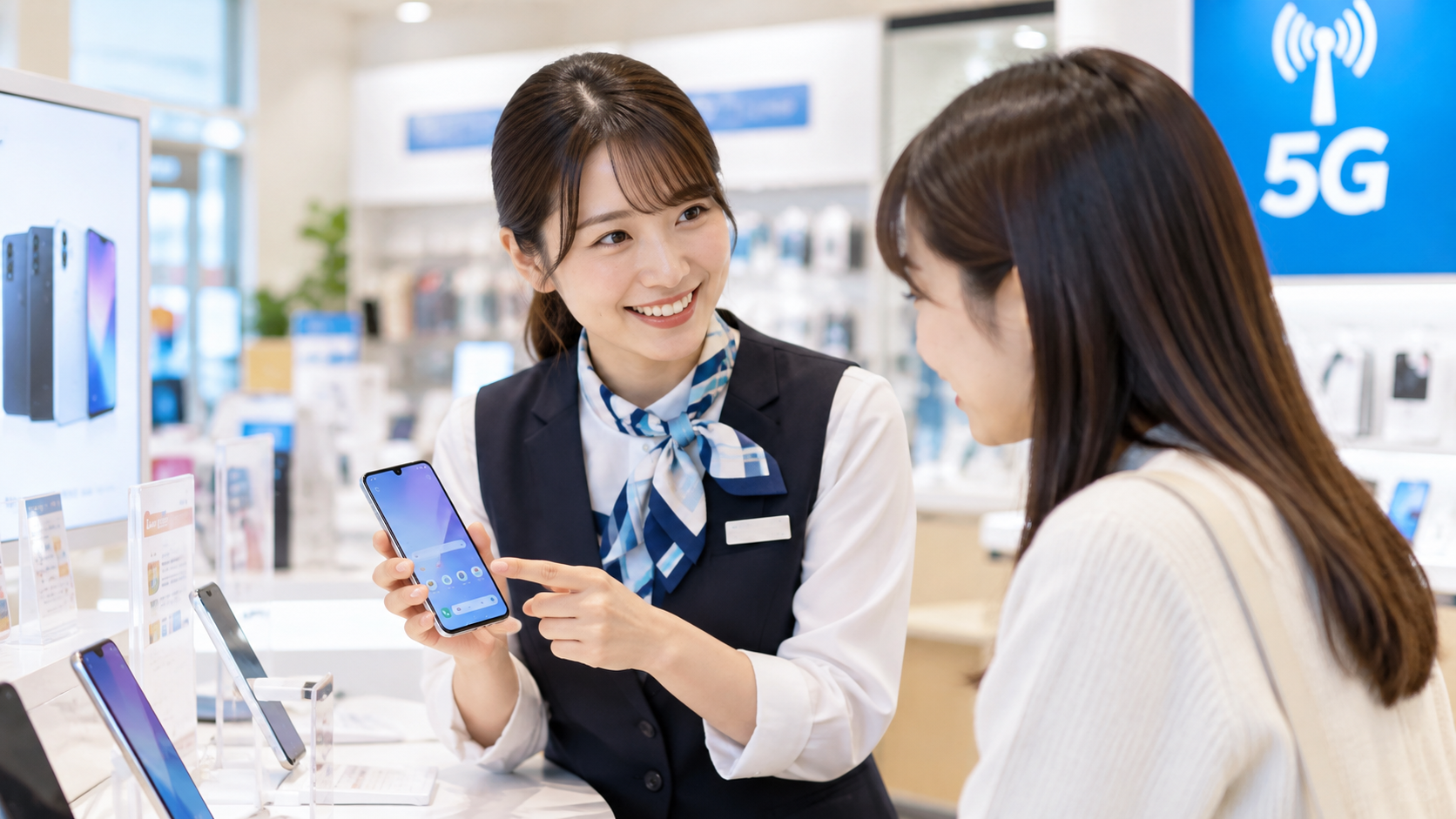 スマホショップの接客デモ